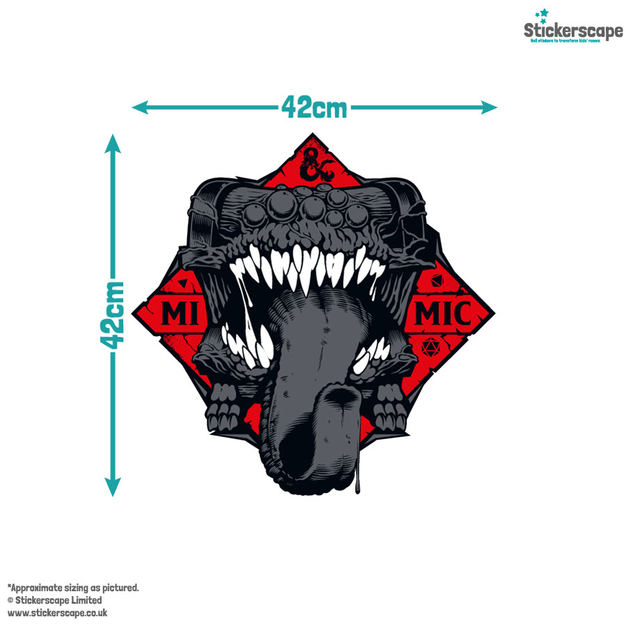 D&D Mimic wall sticker size guide