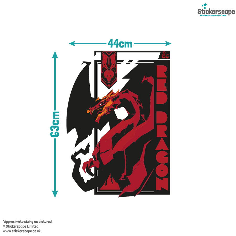 D&D Red Dragon Wall Sticker size guide