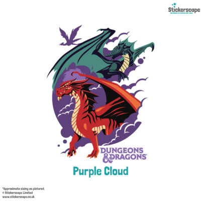 D&D Red and Green Dragon Wall Sticker | purple cloud option