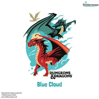 D&D Red and Green Dragon Wall Sticker | blue cloud option