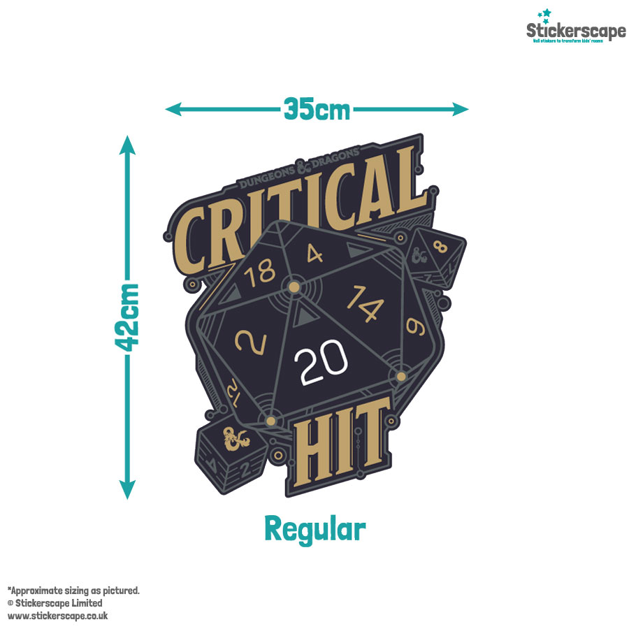 D&D Critical Hit Wall Sticker | Regular size guide