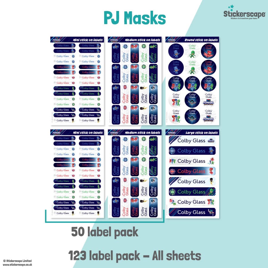 PJ Masks Name Label Pack stickers included