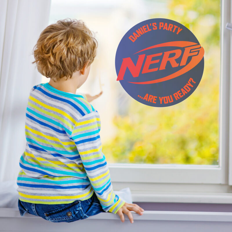 Nerf Party Window Stickers | option 1 on a window