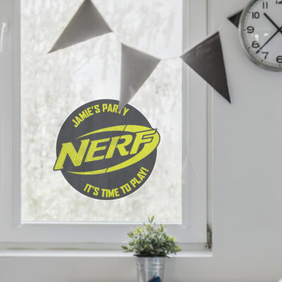 Nerf Party Window Stickers | option 2 on a window