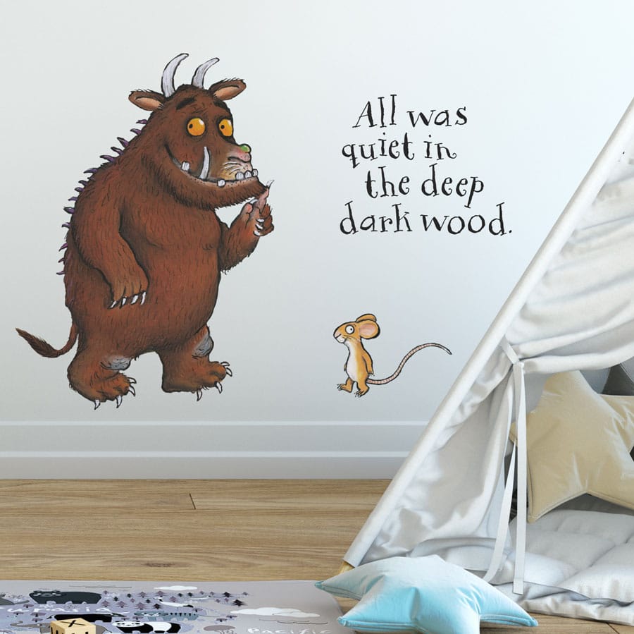 gruffalo and mouse wall sticker with quote on wall