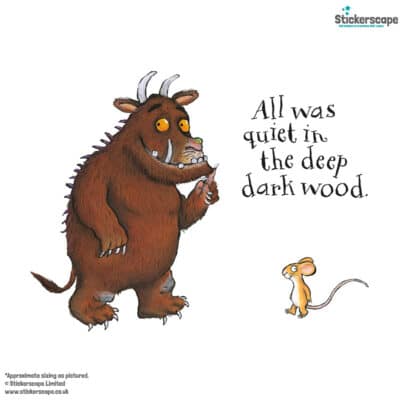 gruffalo and mouse wall sticker with quote on white background