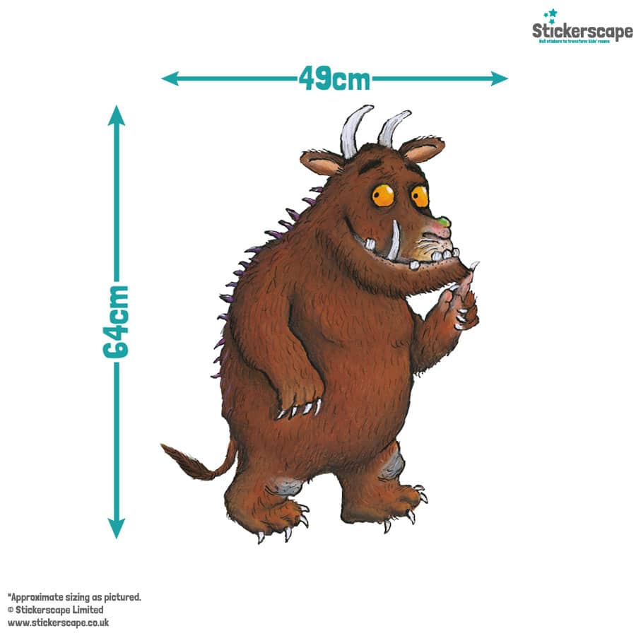 gruffalo and mouse wall sticker with quote with size dimensions