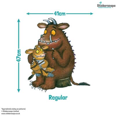 gruffalo and gruffalo child's wall sticker with size dimensions