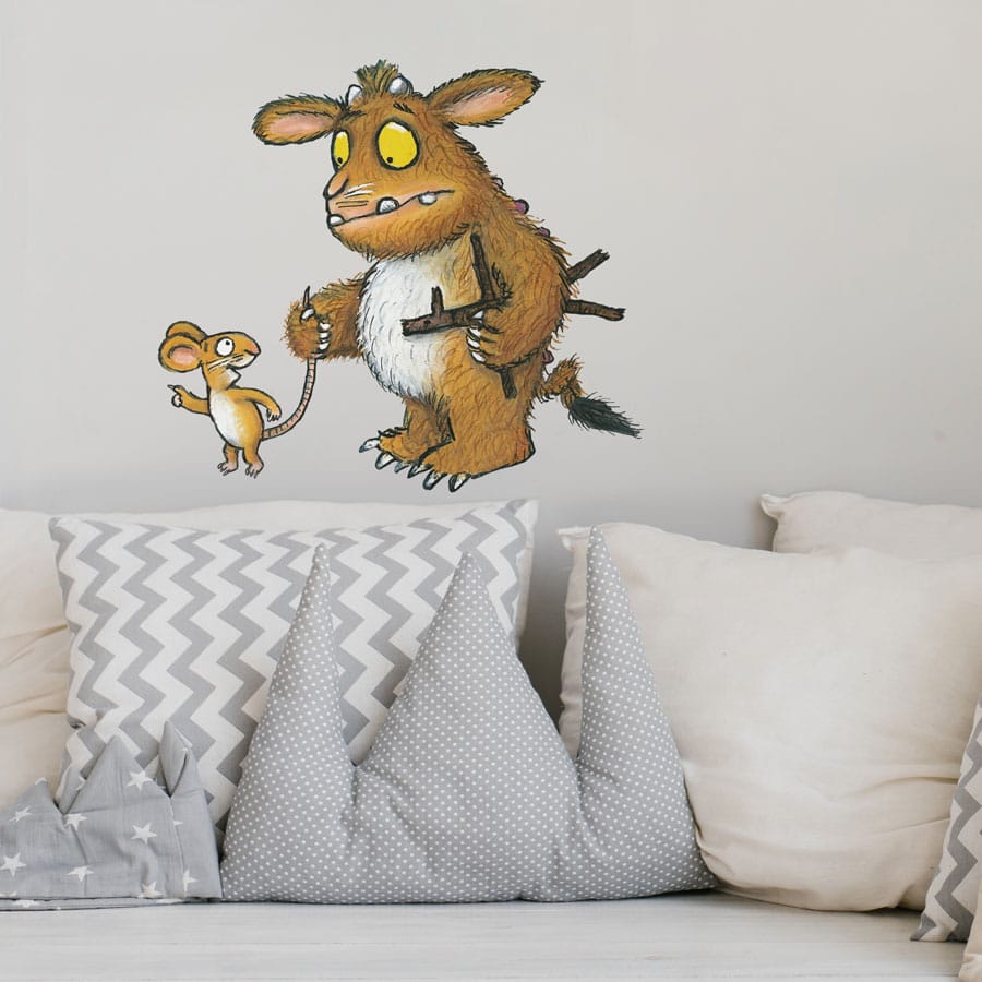 gruffalo child's and mouse wall sticker on a bedroom wall