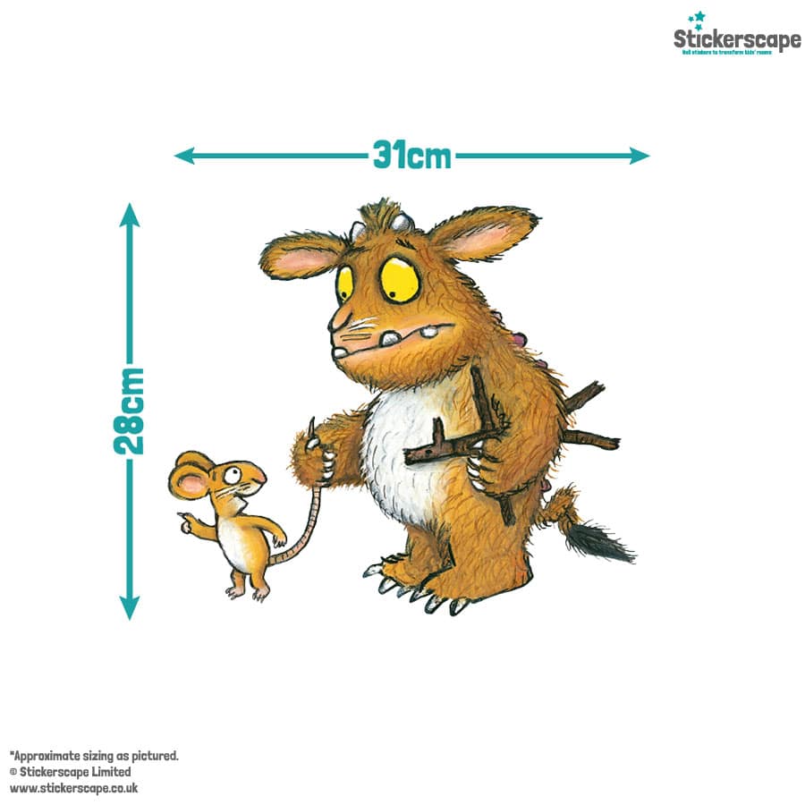 gruffalo child's and mouse wall sticker with size dimensions