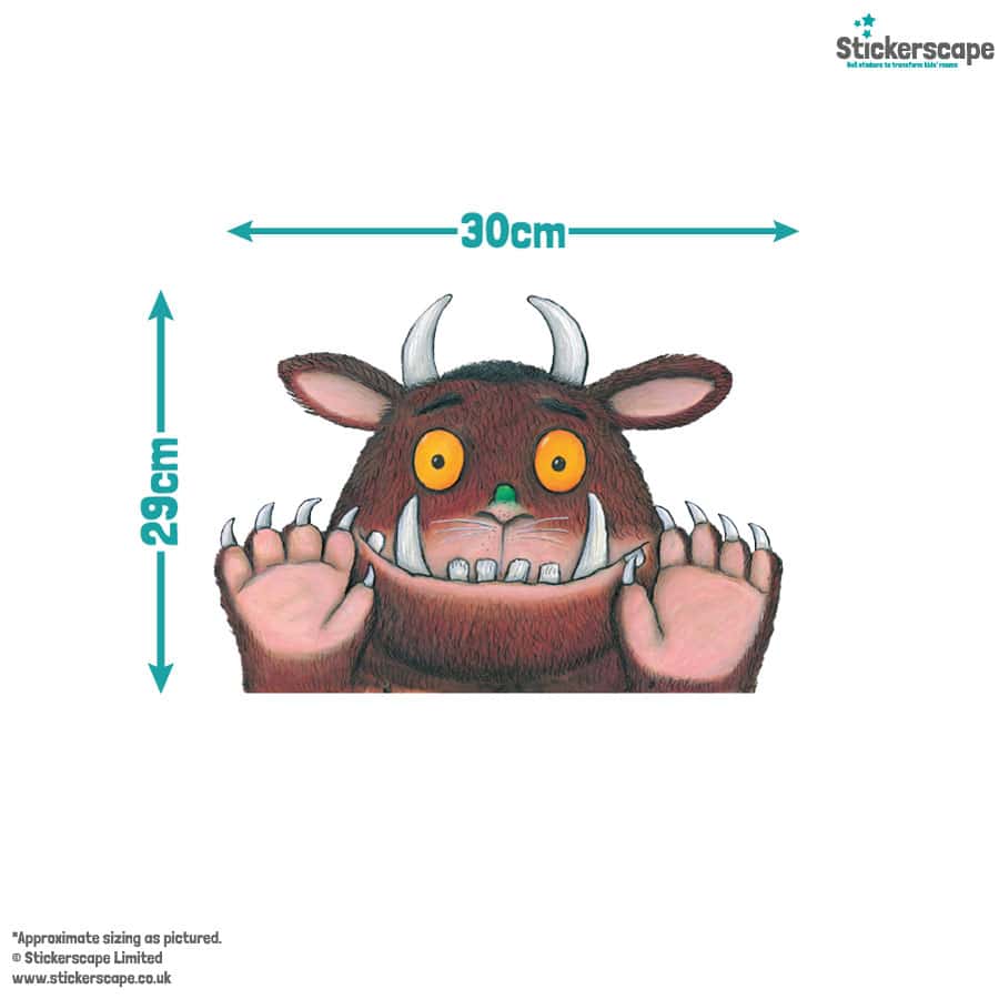 gruffalo window sticker with size dimesnions