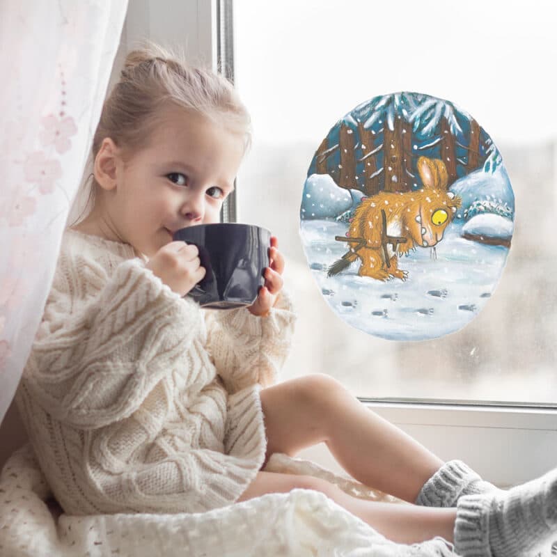 Gruffalo's Child Snowy Scene Window Sticker on a child's window