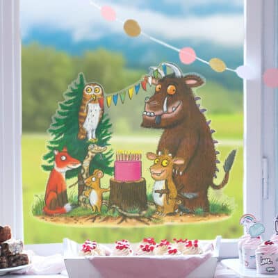 gruffalo child's birthday window sticker on a window