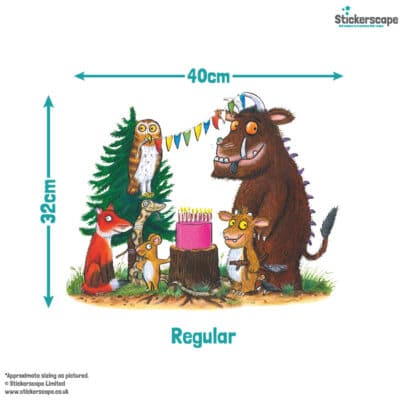 gruffalo child's birthday window sticker size guide