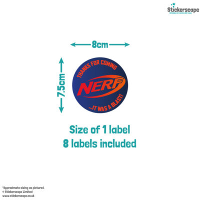Nerf Party Bag Stickers | 8cm x 7.5cm