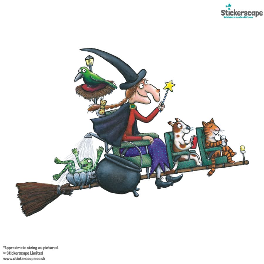 room on the broom busy broom window sticker on a white background