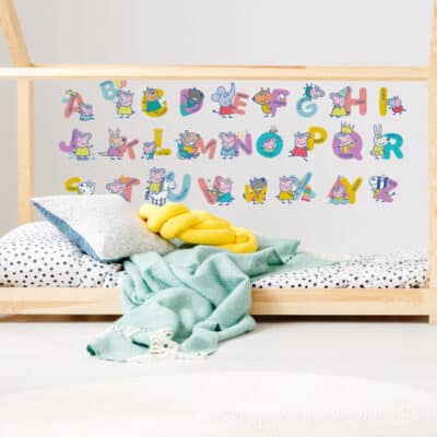 Peppa Pig Alphabet Wall Stickers on a white wall