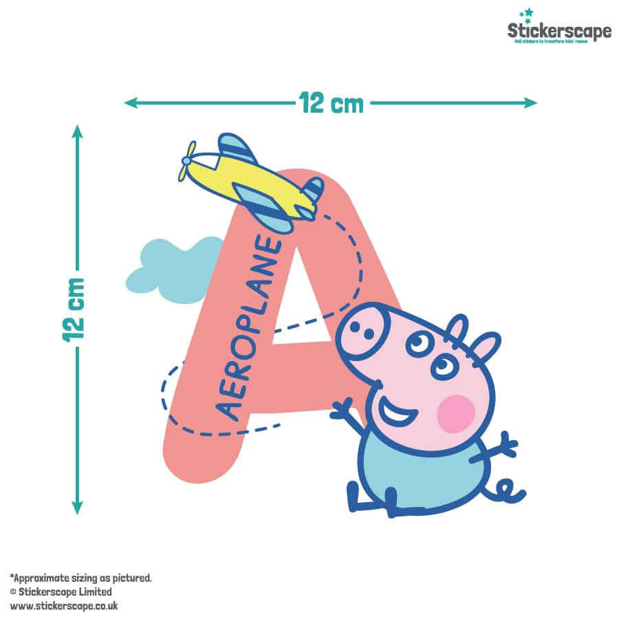 Peppa Pig Alphabet Wall Stickers size guide