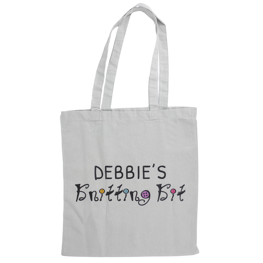Personalised knitting Tote Bag white background