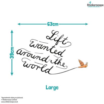 The Snail and the Whale lift wall sticker (large size) with size dimensions