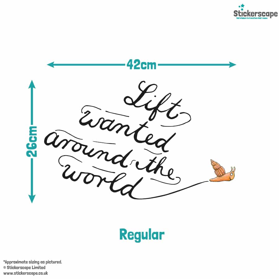 The Snail and the Whale lift wall sticker (regular size) with size dimensions