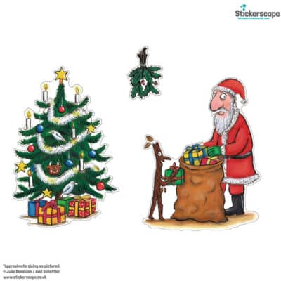 Stickman and Santa Christmas window sticker on a white background