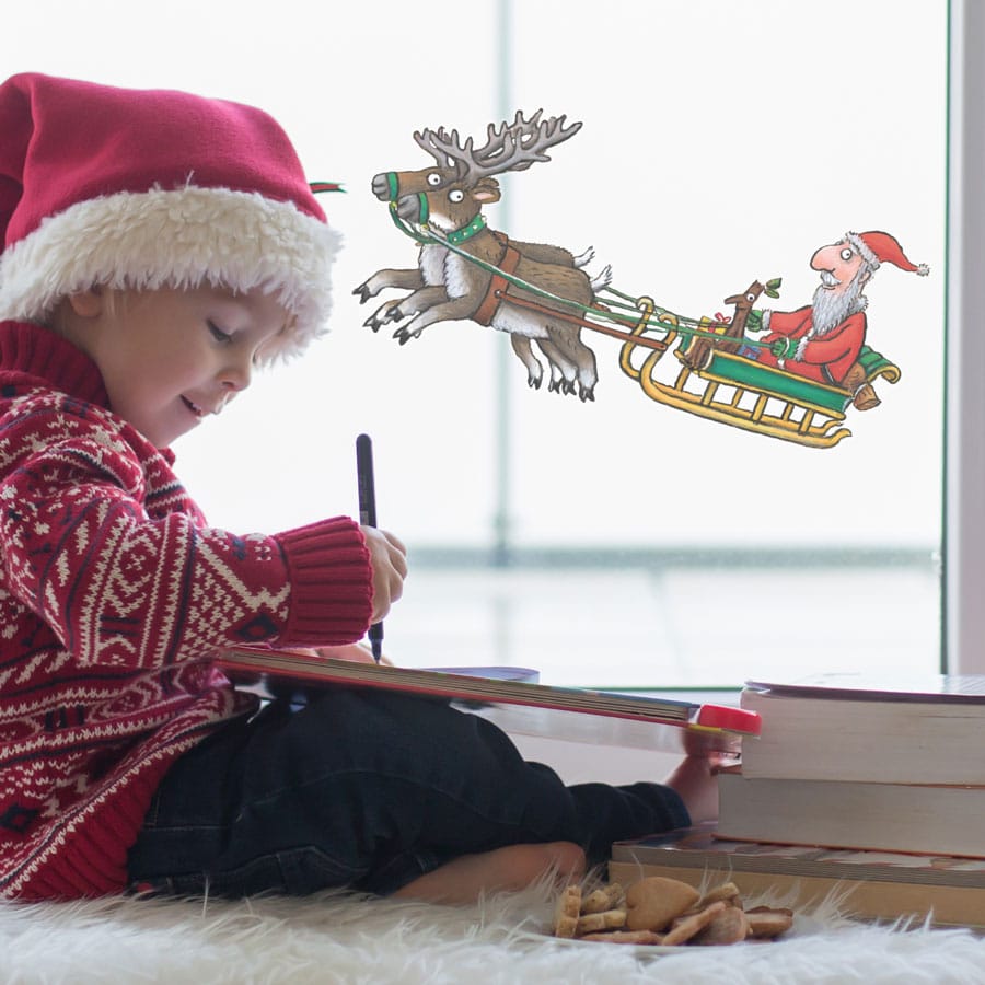 Stick Man and Santa's Sleigh Christmas window sticker