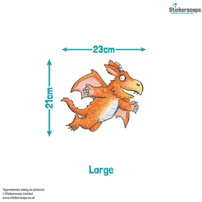 Zog and Dragons wall sticker pack (Large size) with size dimensions