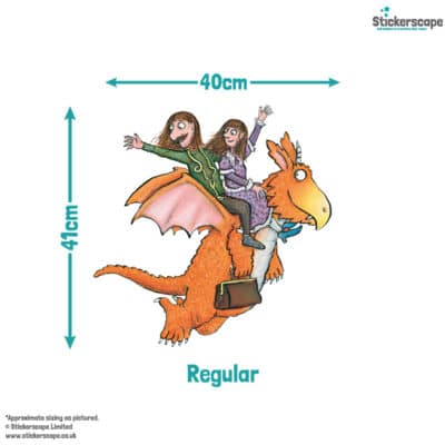Zog with Gadabout & Pearl wall sticker (Regular size) with size dimensions