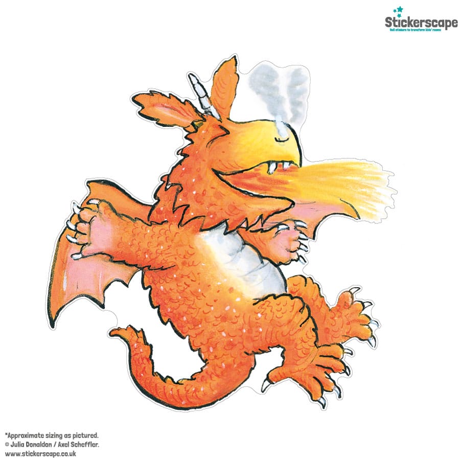 Zog Breathing Fire window sticker on a white background