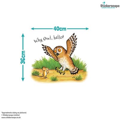 Why hello! Gruffalo Scene wall sticker (Owl) with size dimensions