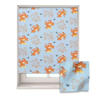 zog roller blind on a white background with a sample swatch