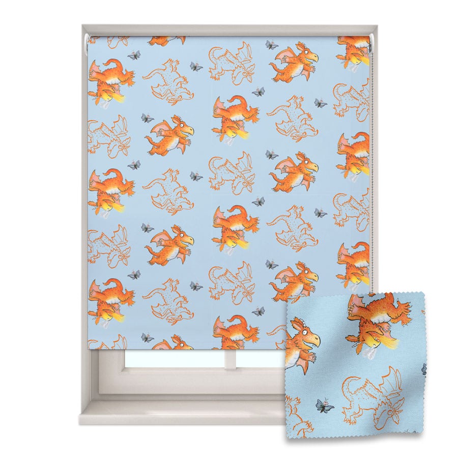 zog roller blind on a white background with a sample swatch