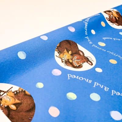close-up of the gruffalo's child roller blind showing top roller bar