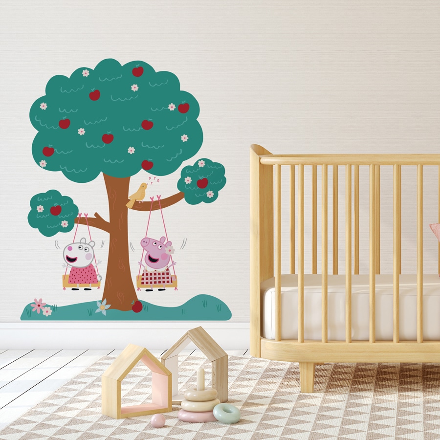 Peppa & Suzy Apple Tree Wall Sticker on a white wall