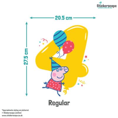 Peppa Pig Number Party Stickers size guide