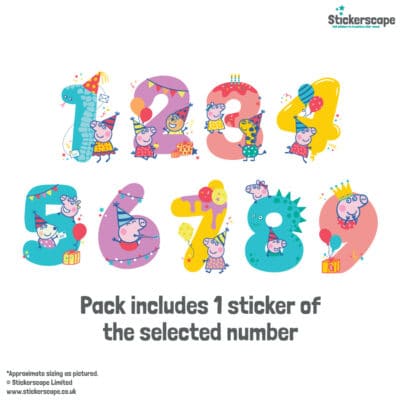 Peppa Pig Number Party Stickers on a white background