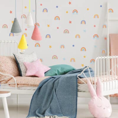 Bright Rainbows Wall Stickers on white wall