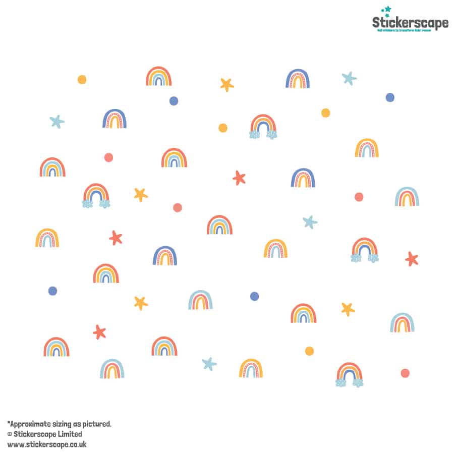 Bright Rainbows Wall Stickers on white background