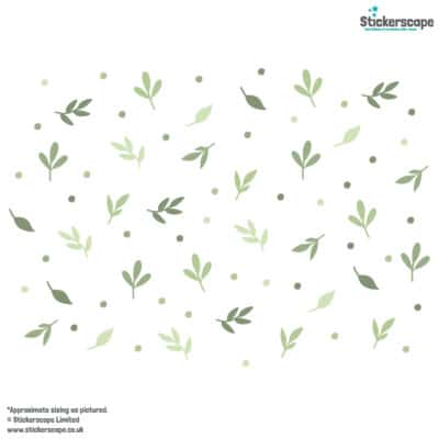 Leaf Wall Stickers in green on a white background