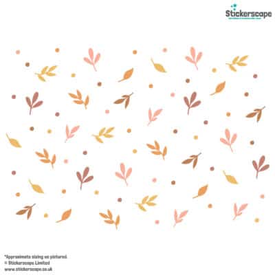 Leaf Wall Stickers in orange on a white background