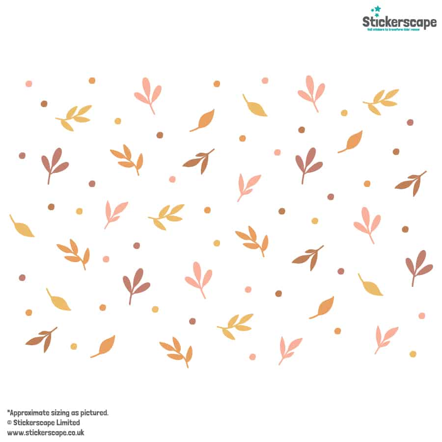 Leaf Wall Stickers in orange on a white background