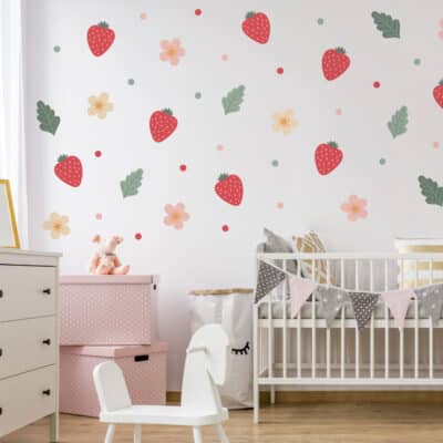 Strawberry Wall Stickers on a white wall