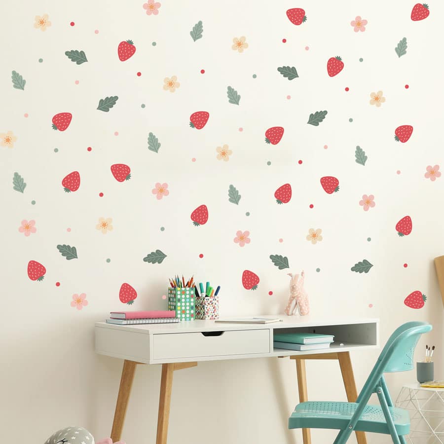 Strawberry Wall Stickers on a cream wall