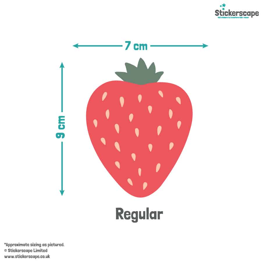 Strawberry Wall Stickers regular size guide