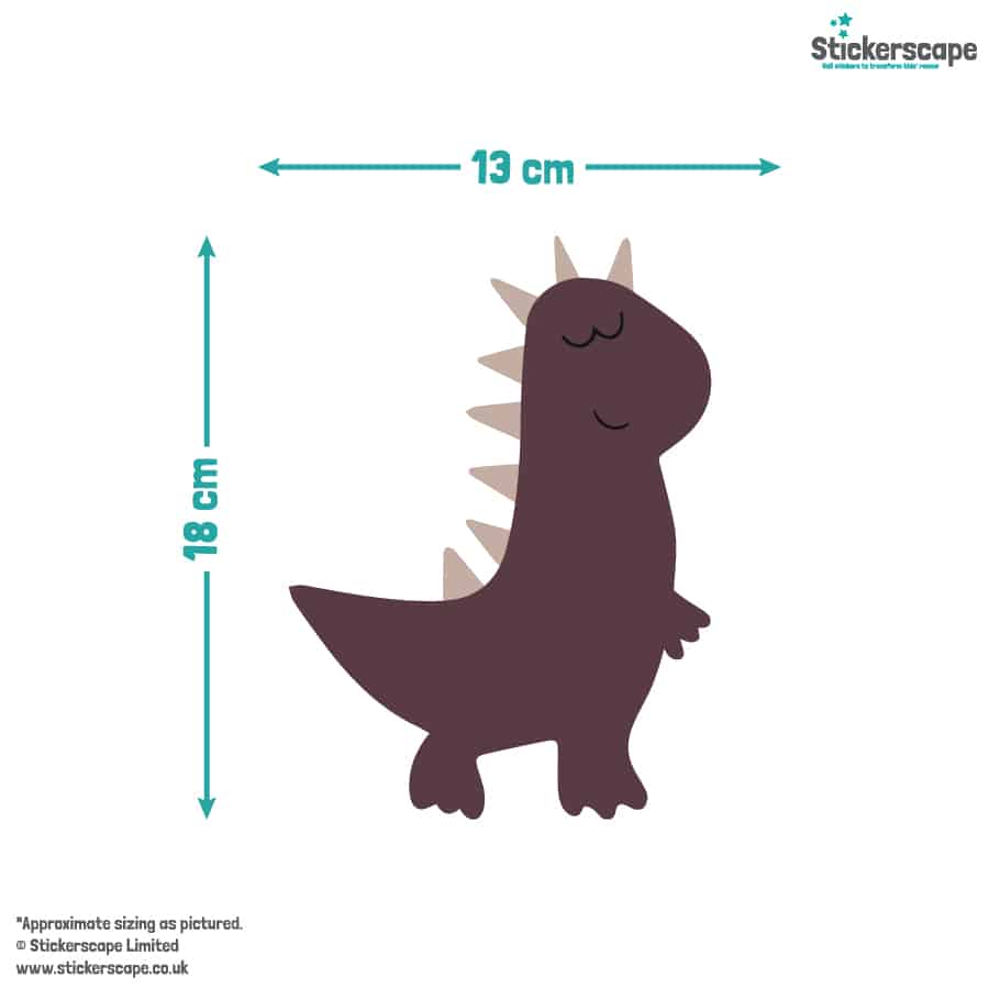 Dinosaur and Rainbows Wall Sticker size guide