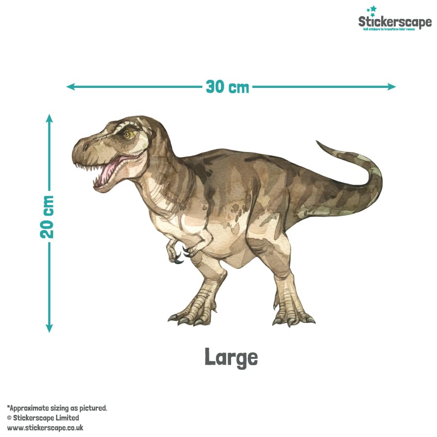 Named Dinosaur Wall Sticker size guide