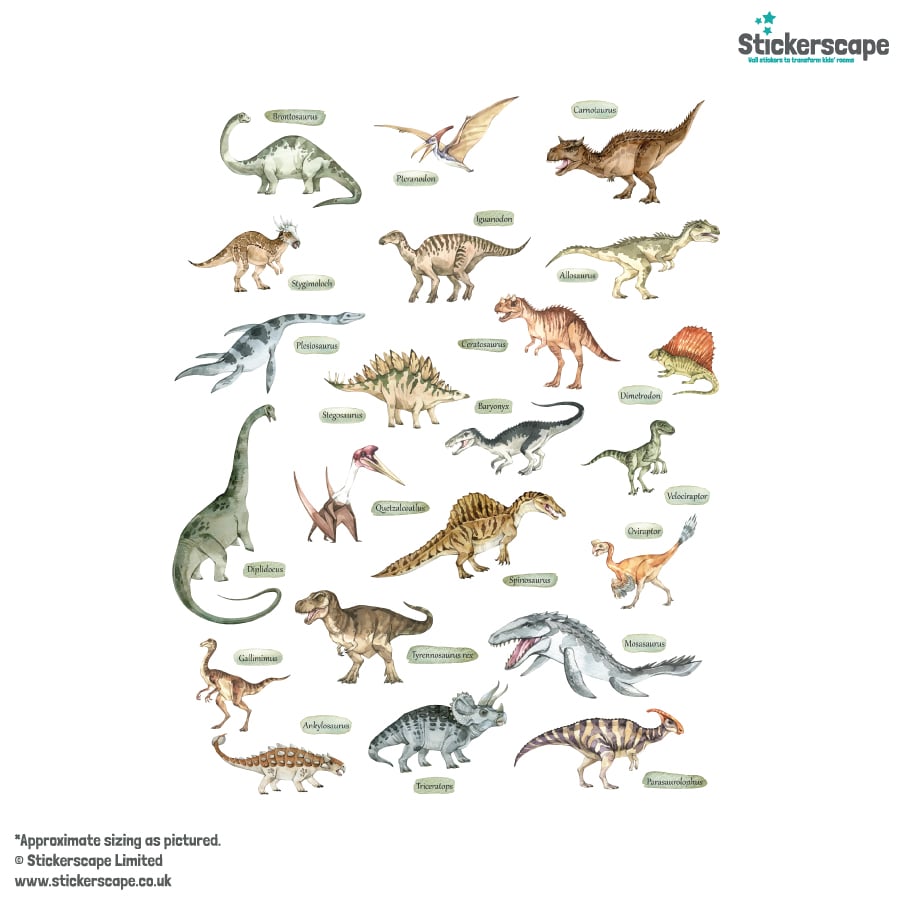 Named Dinosaur Wall Sticker on a white background