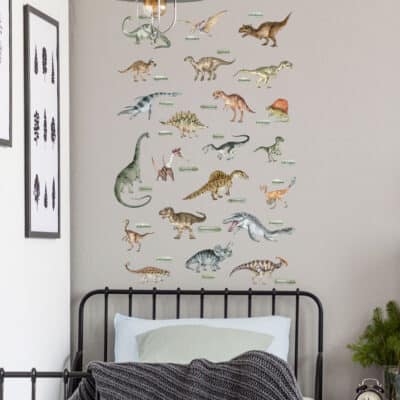 Named Dinosaur Wall Sticker on a cream wall