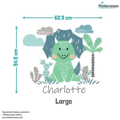 Personalised Dinosaur Wall Sticker large size guide